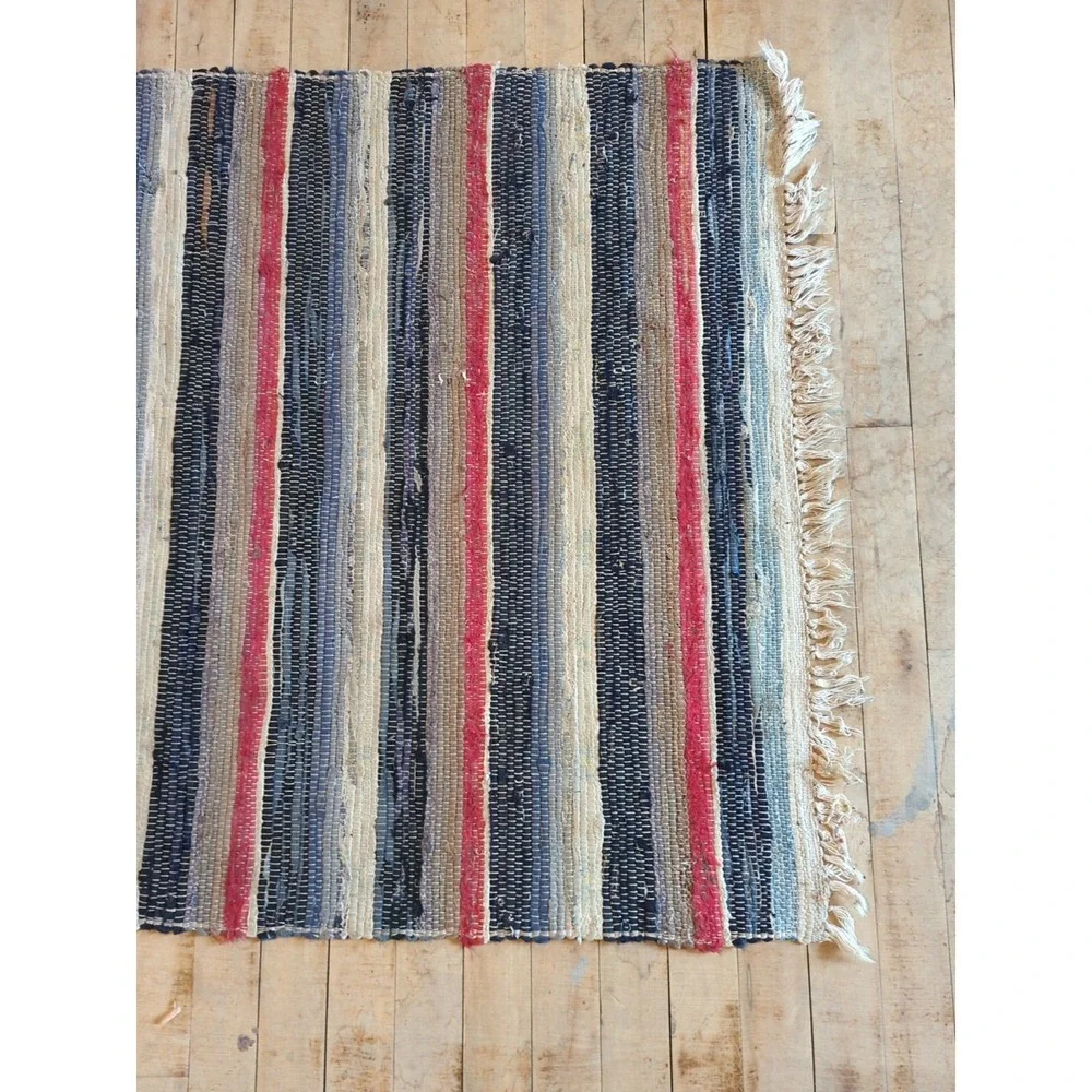 Antique Imported‎ Swedish Hand Made Rag Rug Runner (31.5